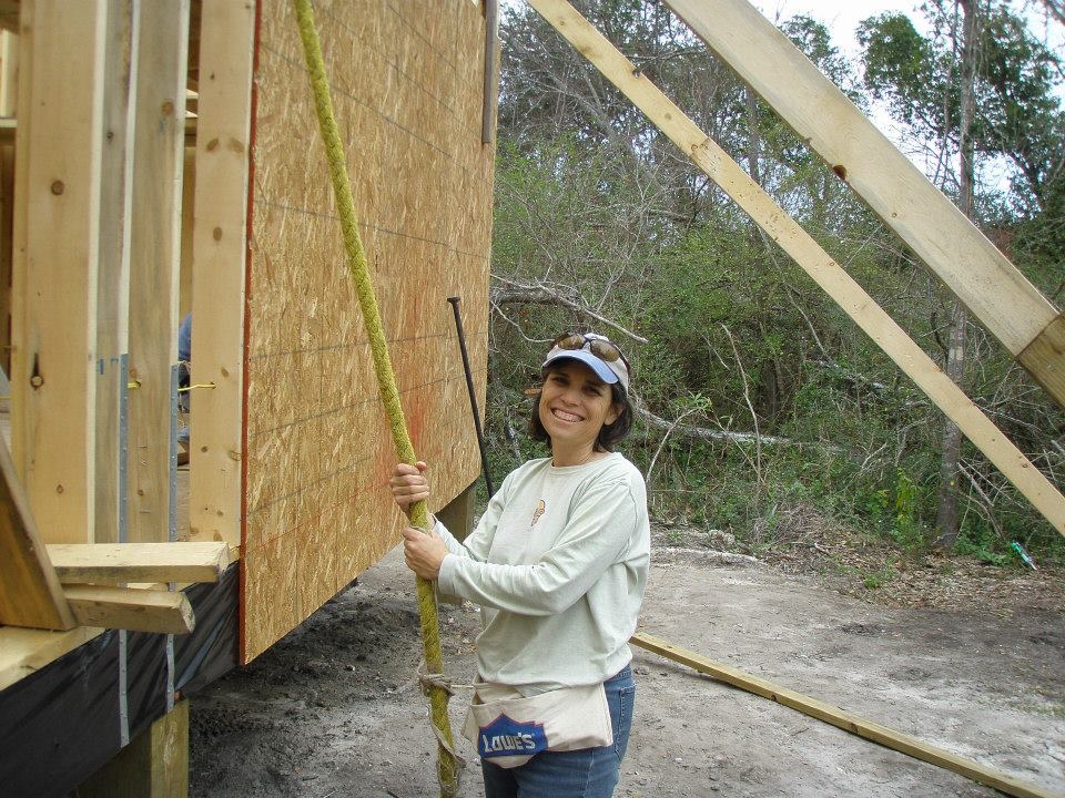 Maria at construction site