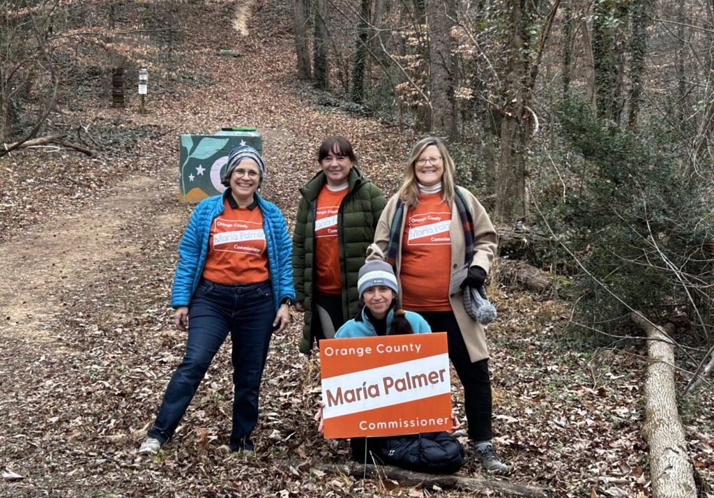 María with friends on the Bolin Creek Trail