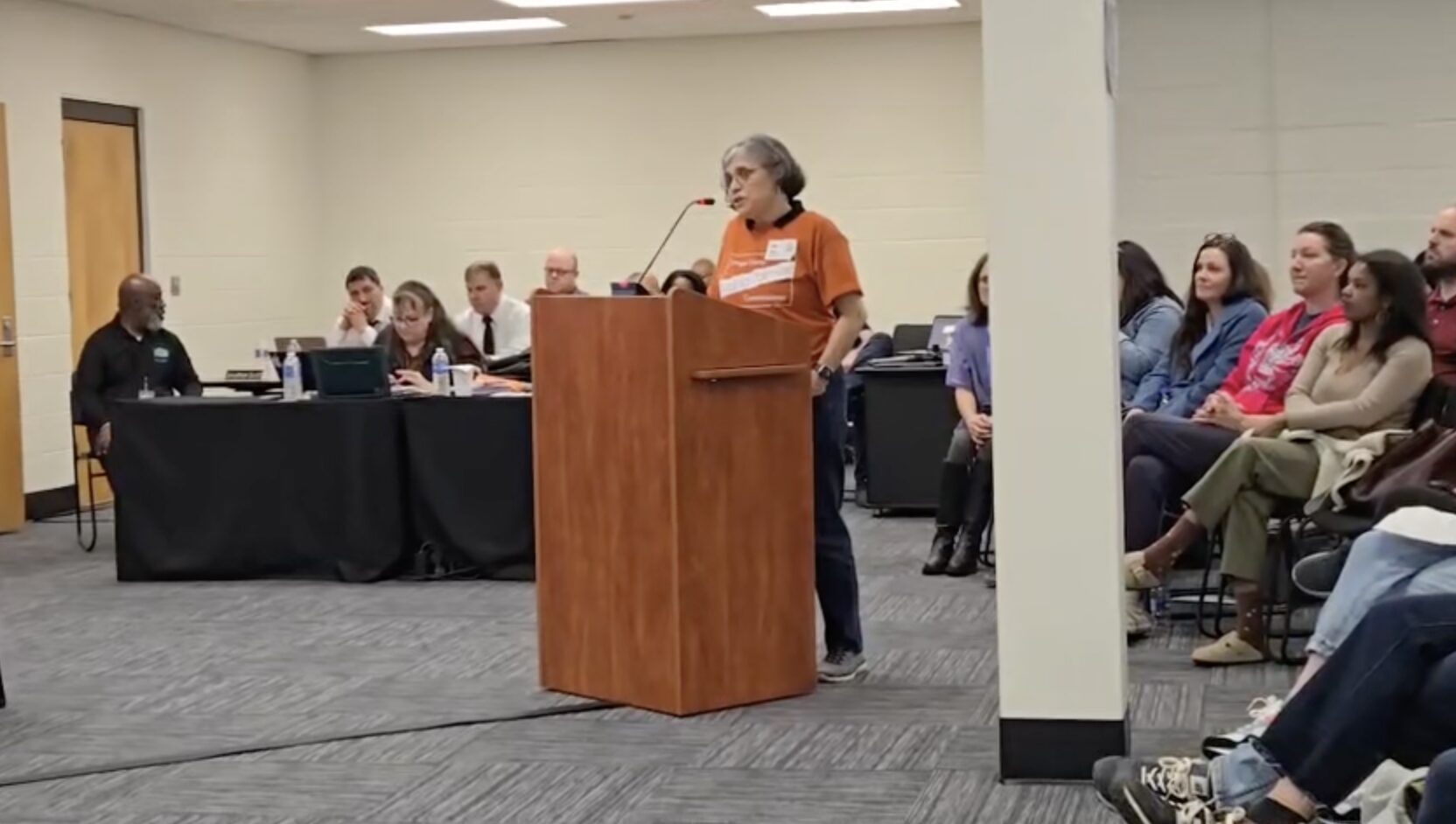 María speaking to the Chapel Hill-Carrboro School Board